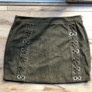 Boohoo Green Suede Miniskirt